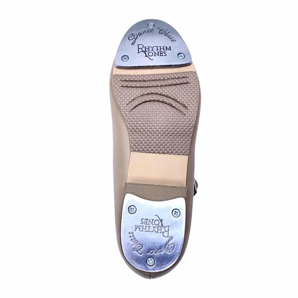 Girls Mary Jane Tap Shoes Tan Buckle Dance Class Recital Stage New Performance